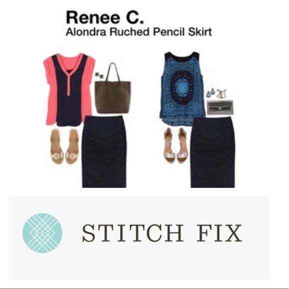 NWT Stitch Fix Renee C Alondra Ruched Pencil Skirt // LP - Picture 1 of 6